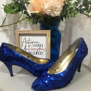 Blue Sequins Vintage Heels